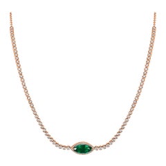 4.03 Marquise Shaped Emerald And Diamond Choker