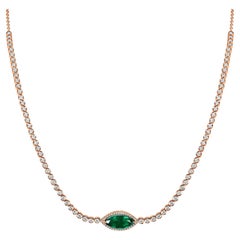 Choker in Marquise-Form mit Smaragd und Diamant 4,03 Karat