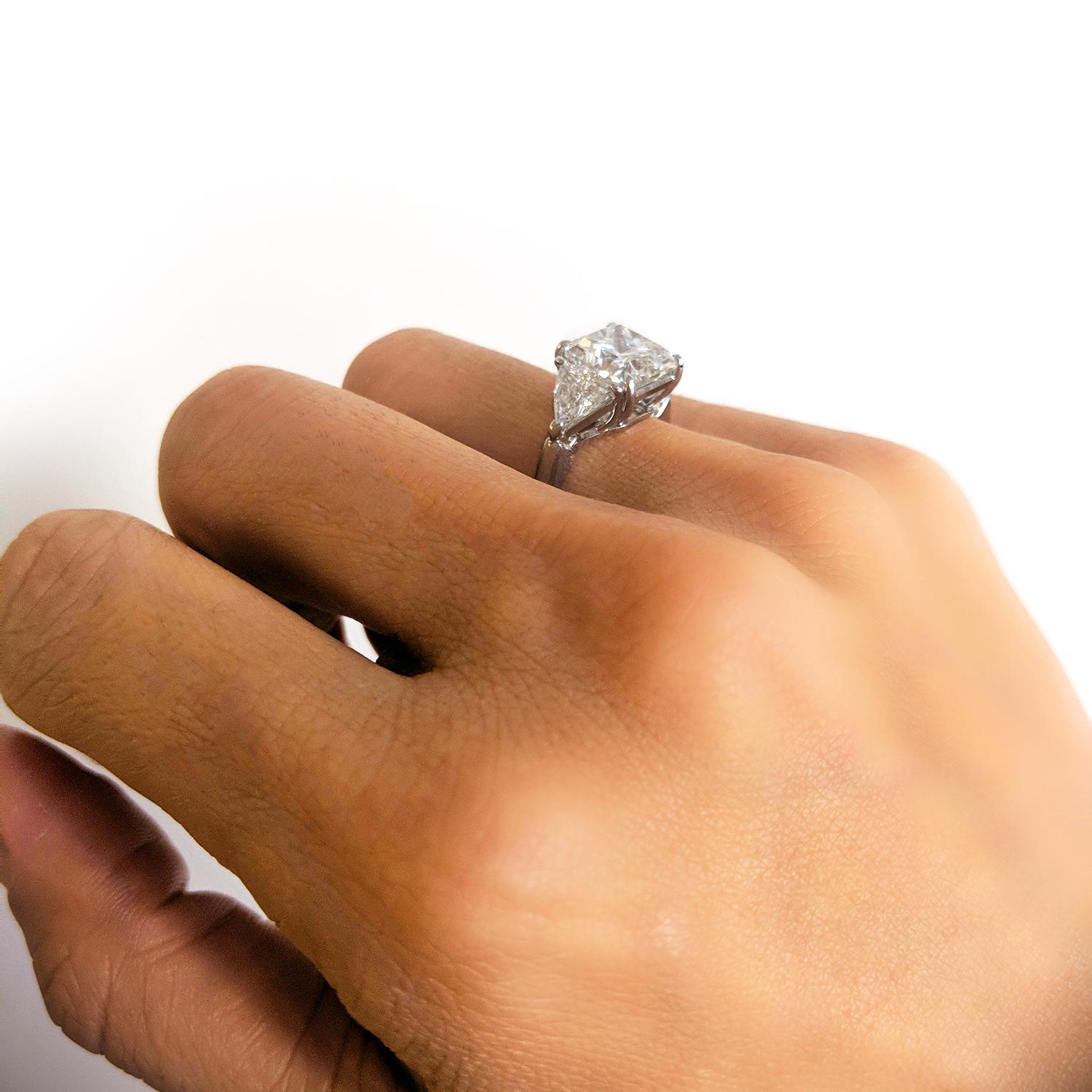 4.03 Carat Radiant Cut Diamond Ring GIA I SI1 3