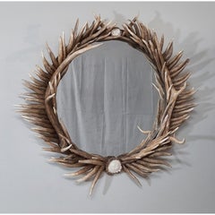 Round Elk Tine Series Antler Wall Mirror by The Peak Antler