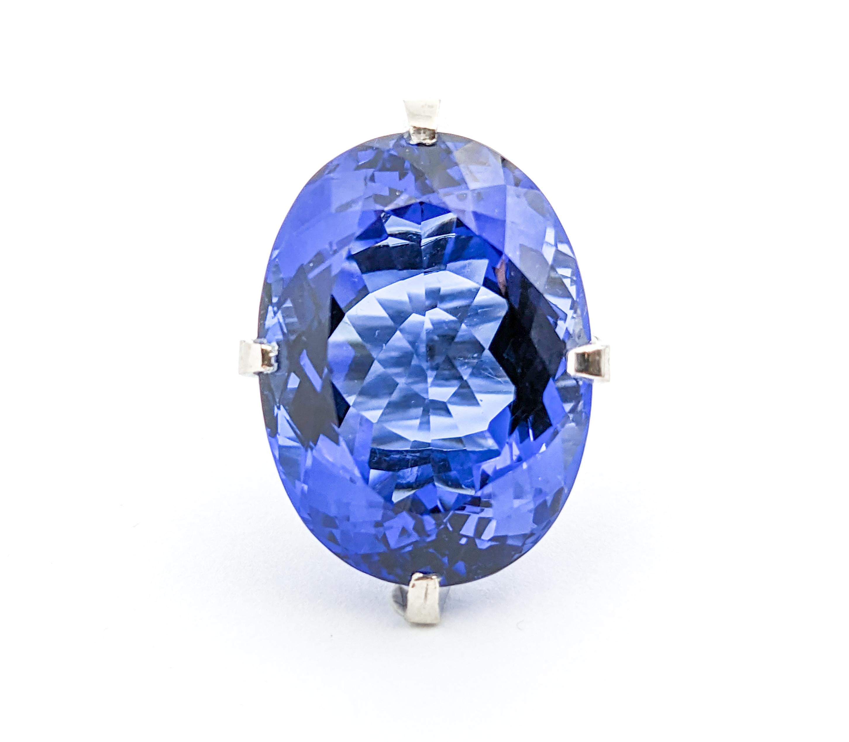40.35ct Glass centerpiece & .20ctw Diamonds Ring In Platinum For Sale 5