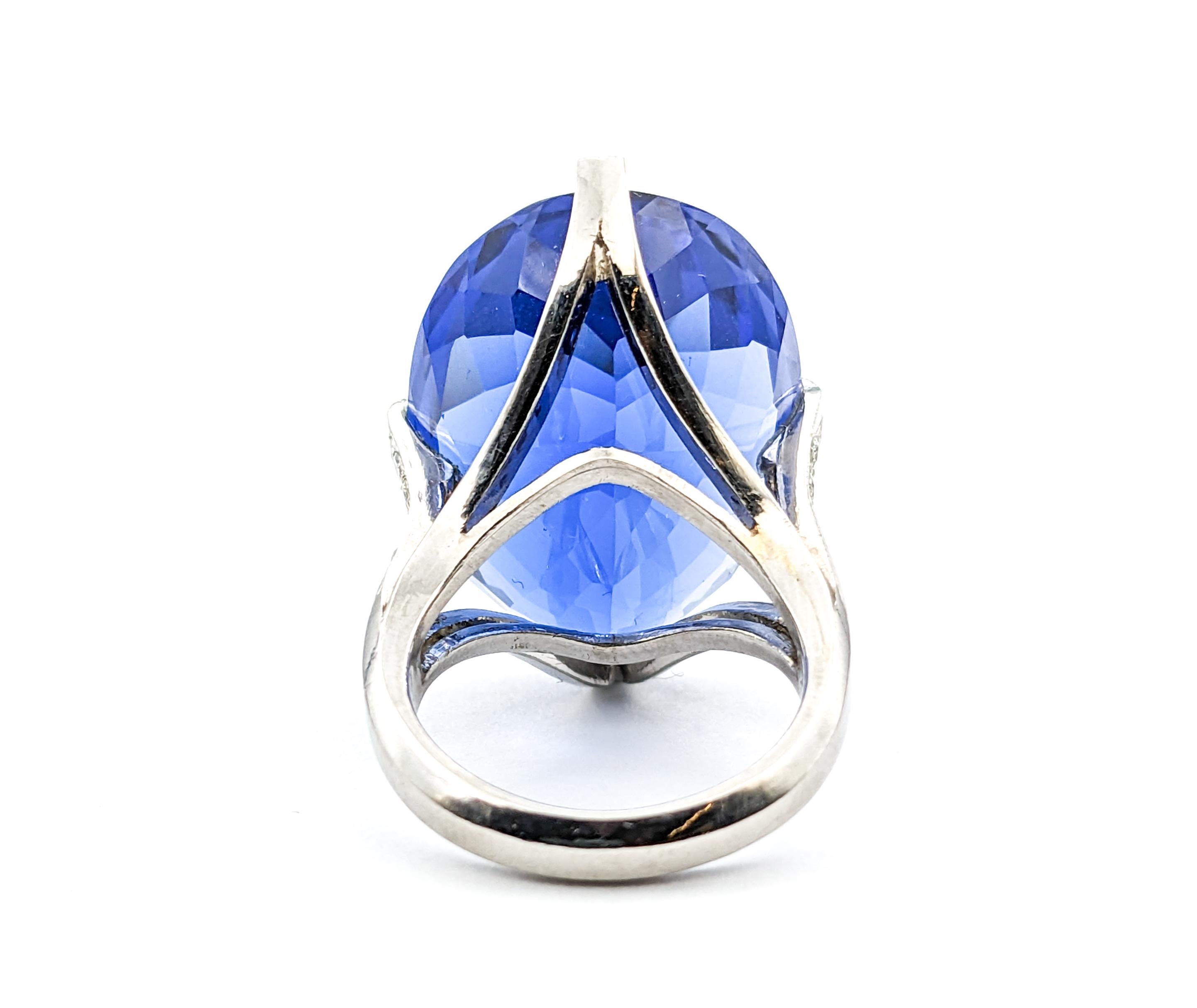40.35ct Glass centerpiece & .20ctw Diamonds Ring In Platinum For Sale 1