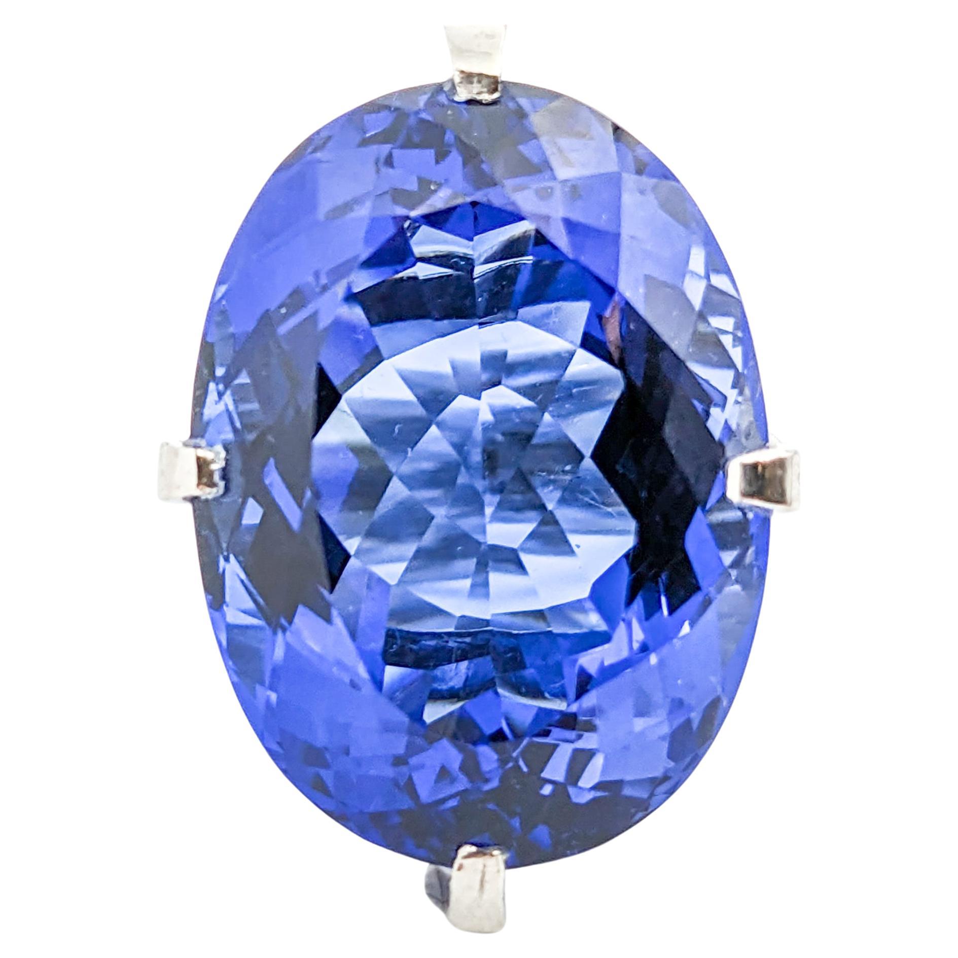 40.35ct Glass centerpiece & .20ctw Diamonds Ring In Platinum