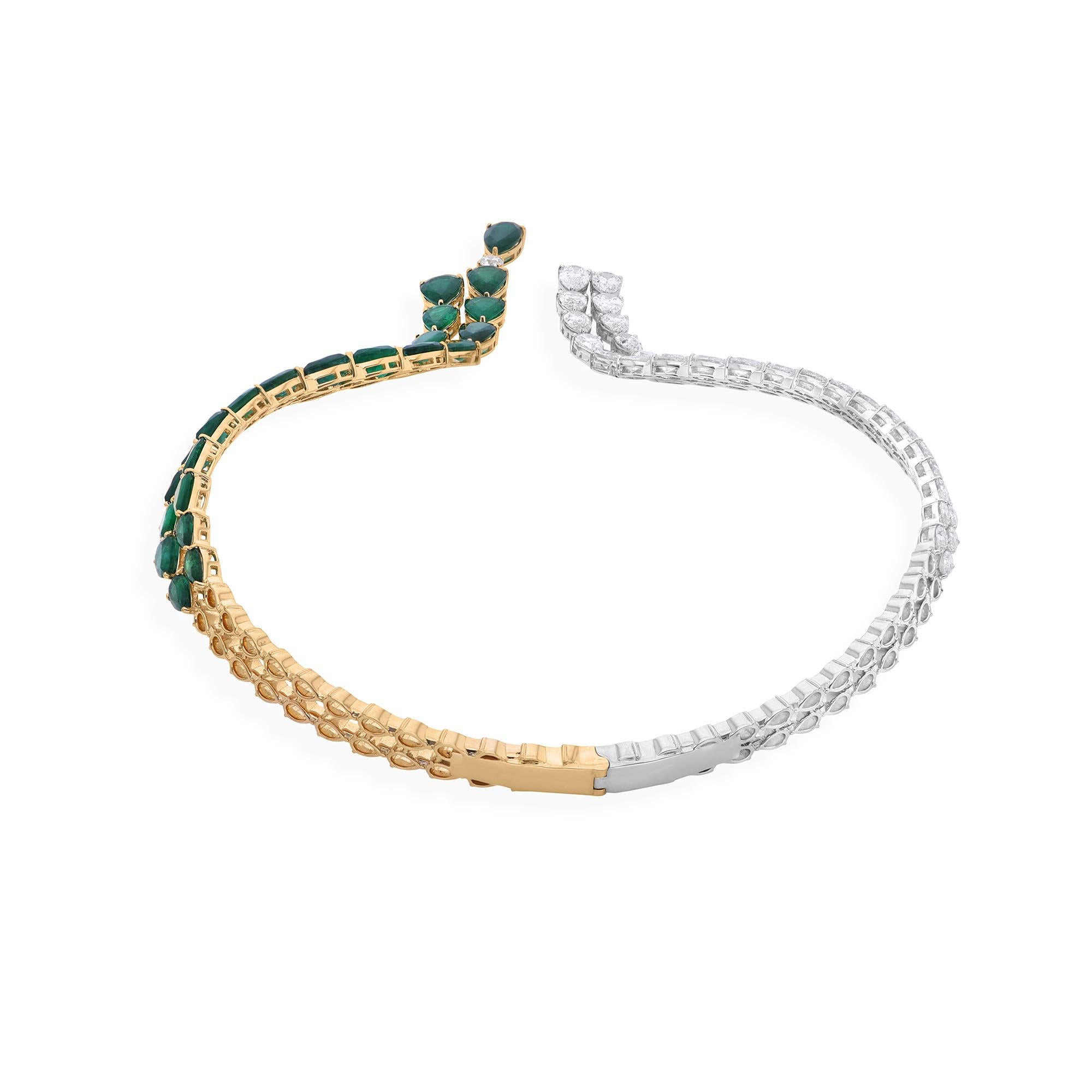 40.39 Ct Esmeralda de Zambia Collar de Diamantes 18k Amarillo Blanco Doble Tono de Oro en Nuevo estado para la venta en Diera, Dubai