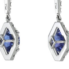 4,03ct Asscher Tanzanit Diamant-Tropfen-Ohrringe, Platin - Merkaba Beverly Hills