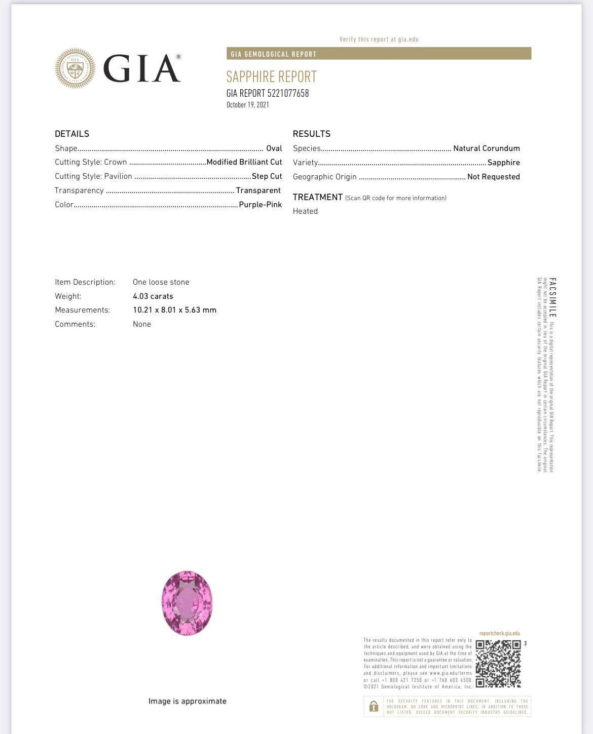 Oval Cut 4.03ct Boysenberry Sapphire and Mozambique Paraiba ring. GIA certified. For Sale