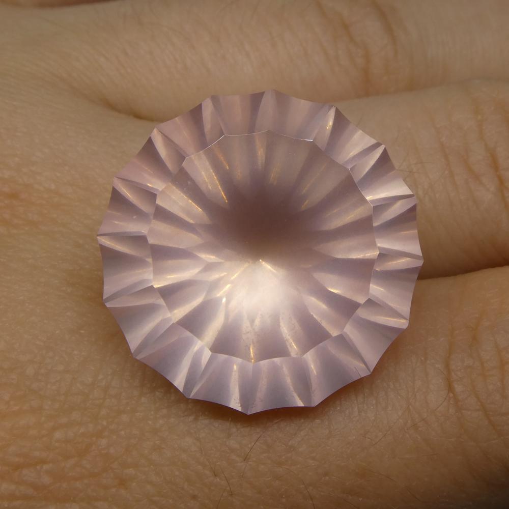 Description:

Gem Type: Rose Quartz
Number of Stones: 1
Weight: 40.3 cts
Measurements: 23x23x15 mm
Shape: Round
Cutting Style: Fantasy Cut
Cutting Style Crown: Modified Brilliant
Cutting Style Pavilion: Mixed Cut
Transparency: Transparent
Clarity: