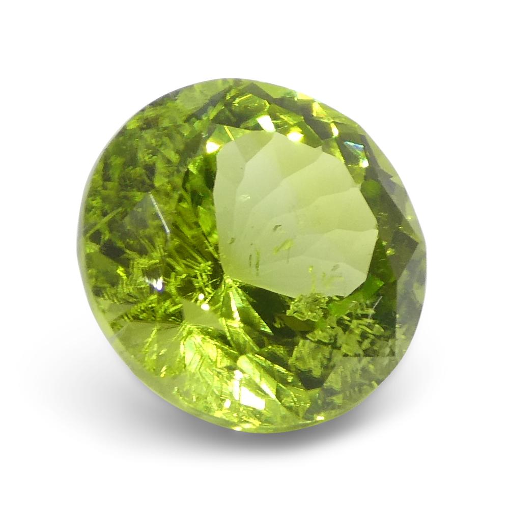 4.03ct Round Yellowish Green Peridot from Sapat Gali, Pakistan For Sale 3