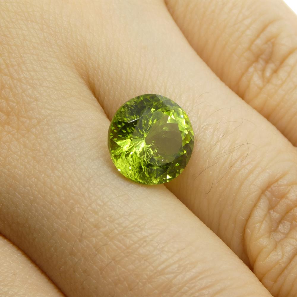 Taille brillant Péridot vert jaunâtre rond de 4,03ct en vente