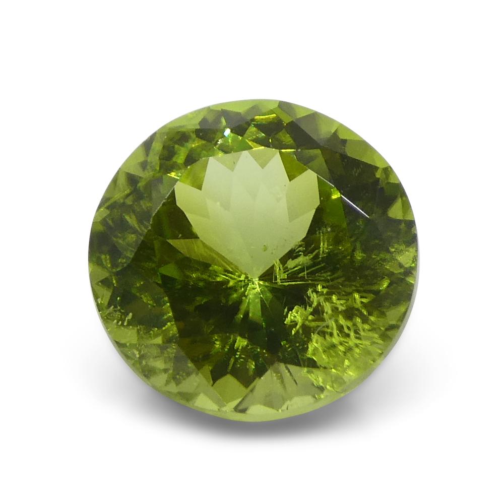 Péridot vert jaunâtre rond de 4,03ct en vente 2