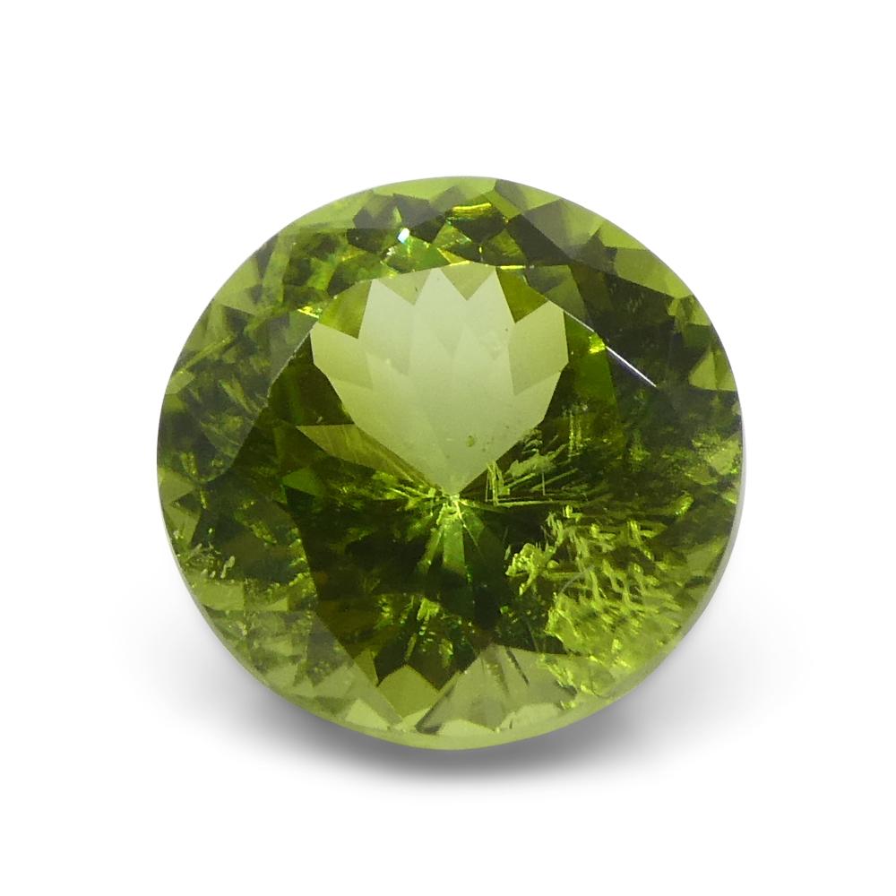 Women's 4.03ct Round Yellowish Green Peridot from Sapat Gali, Pakistan For Sale