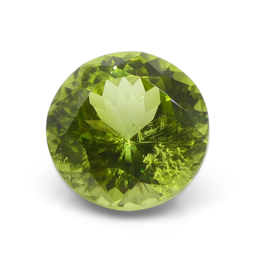Péridot vert jaunâtre rond de 4,03ct en vente 3