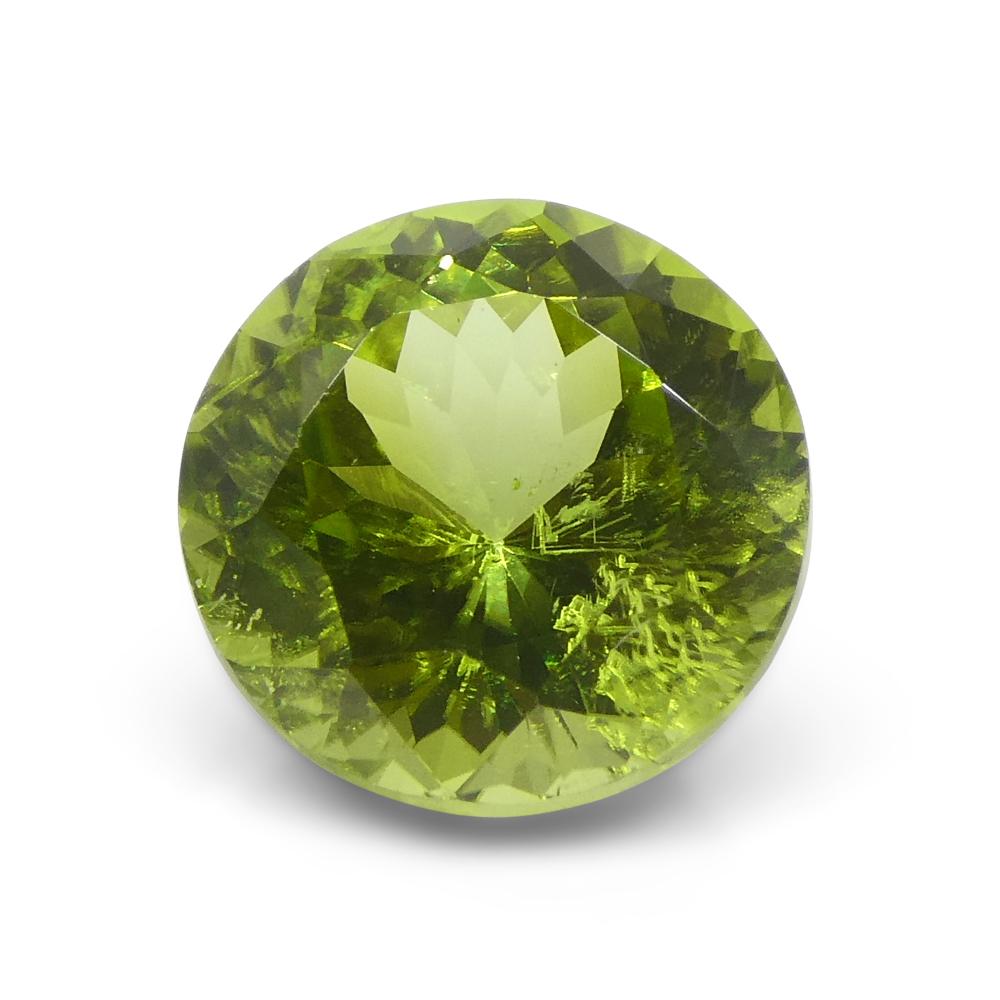 4.03ct Round Yellowish Green Peridot from Sapat Gali, Pakistan For Sale 1