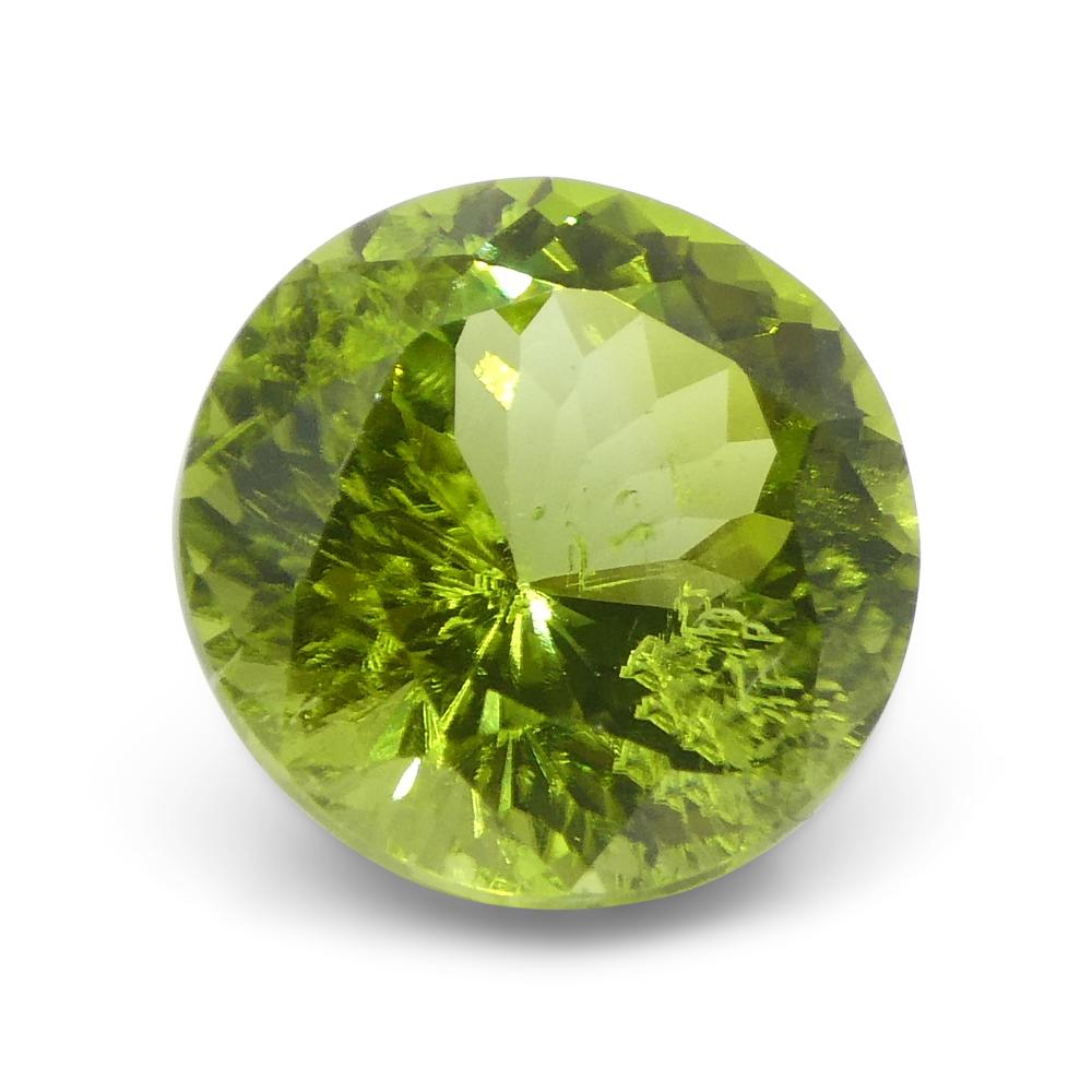 4.03ct Round Yellowish Green Peridot from Sapat Gali, Pakistan For Sale 2