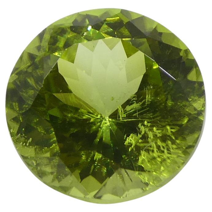 4.03ct Round Yellowish Green Peridot from Sapat Gali, Pakistan For Sale