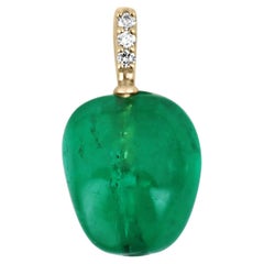 4.03tcw Colombian Emerald Rich Irregular Shaped Baroque & Diamond Pendant 18K