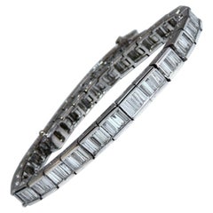 4.04 Carat Baguette Cut Diamonds Channel Bracelet Platinum