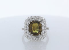 4.04 Carat Cushion Alexandrite and Diamond Ring in 14K White Gold