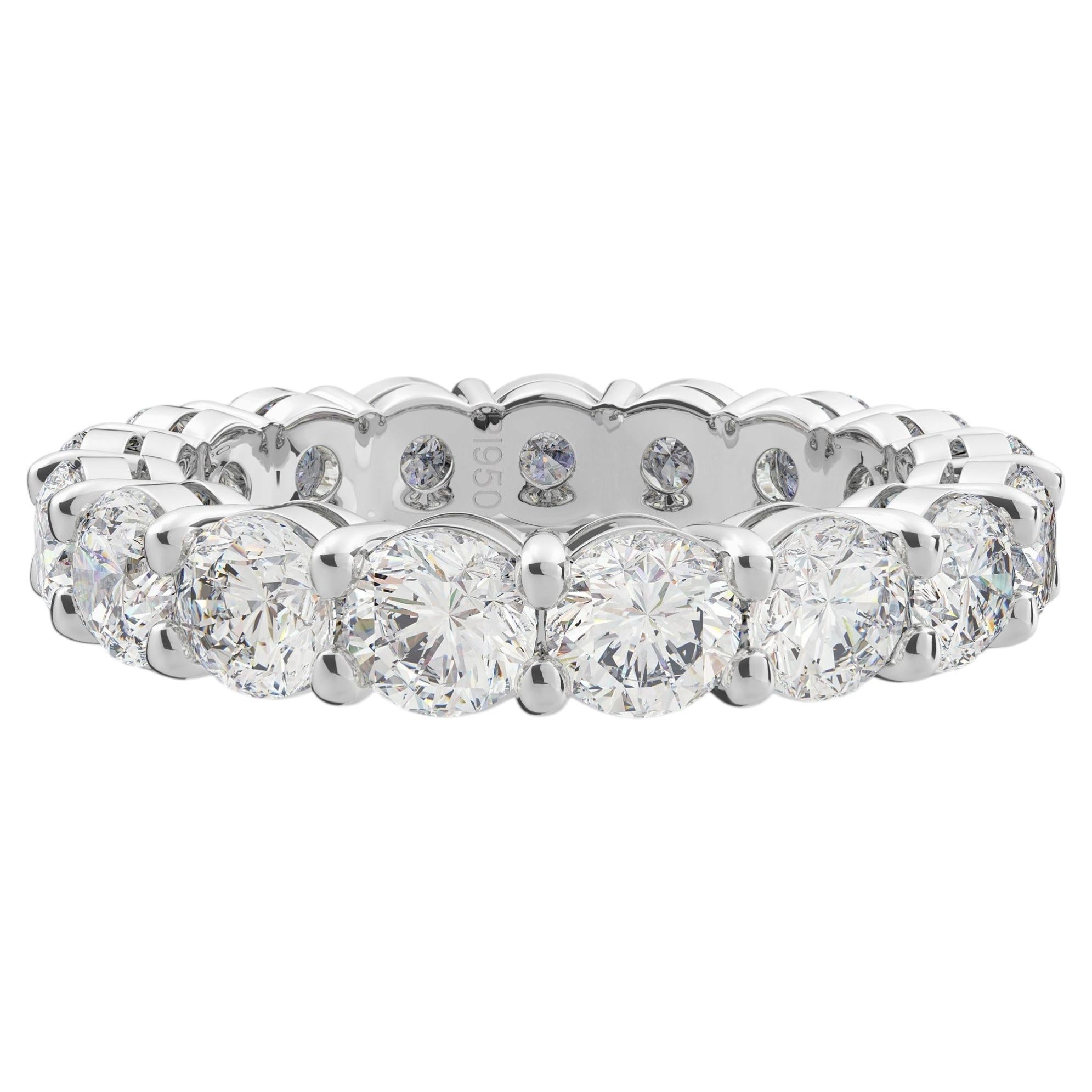 4.04 Carat TW Round Diamond Eternity Band Shared Prong in Platinum Abe Mor