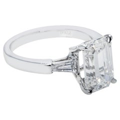 4.04 Carat Emerald Diamond Ring 18K Gold Everyday Royalty Heirloom