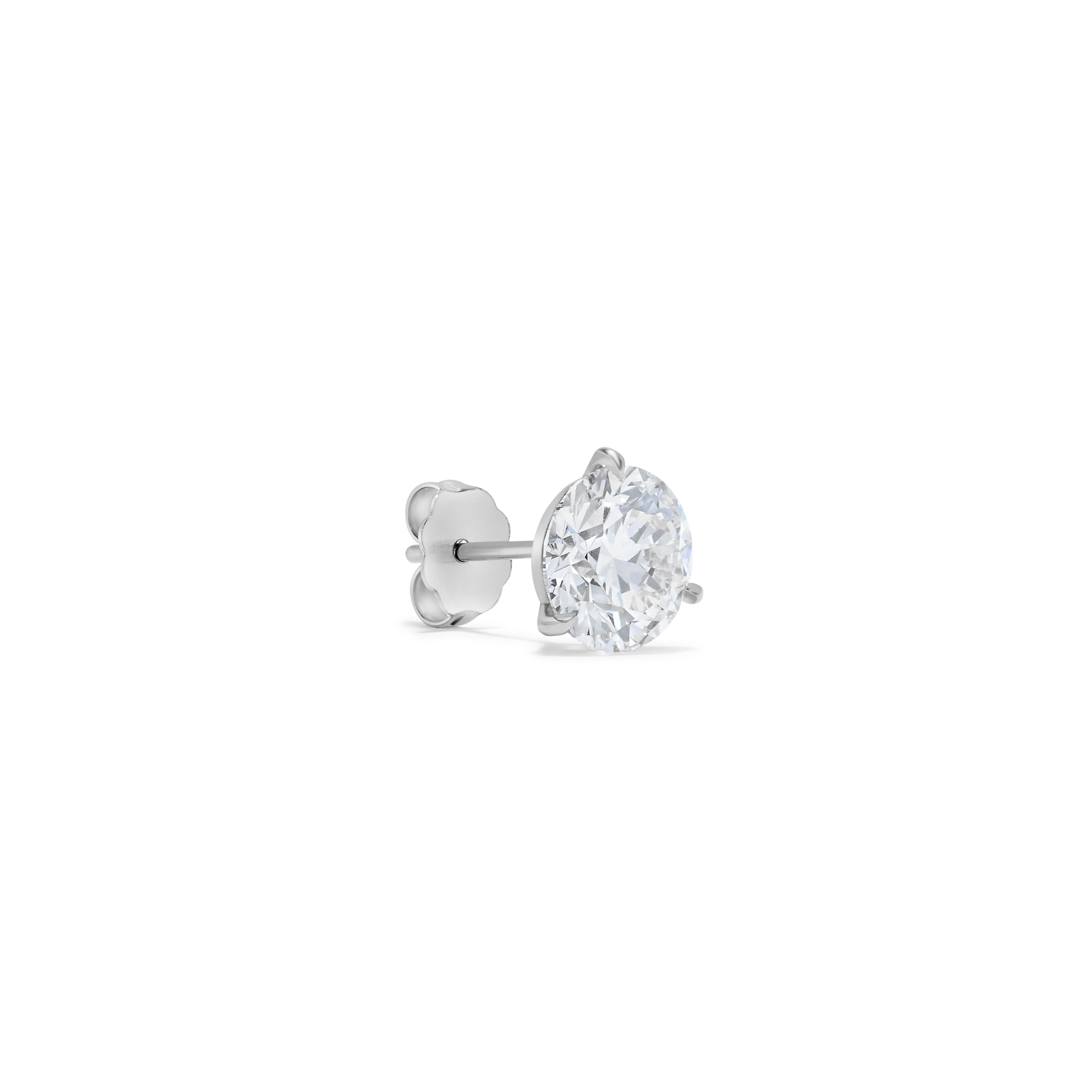 Round Cut 4.04 Carat GIA Certified Diamond Stud Earrings For Sale