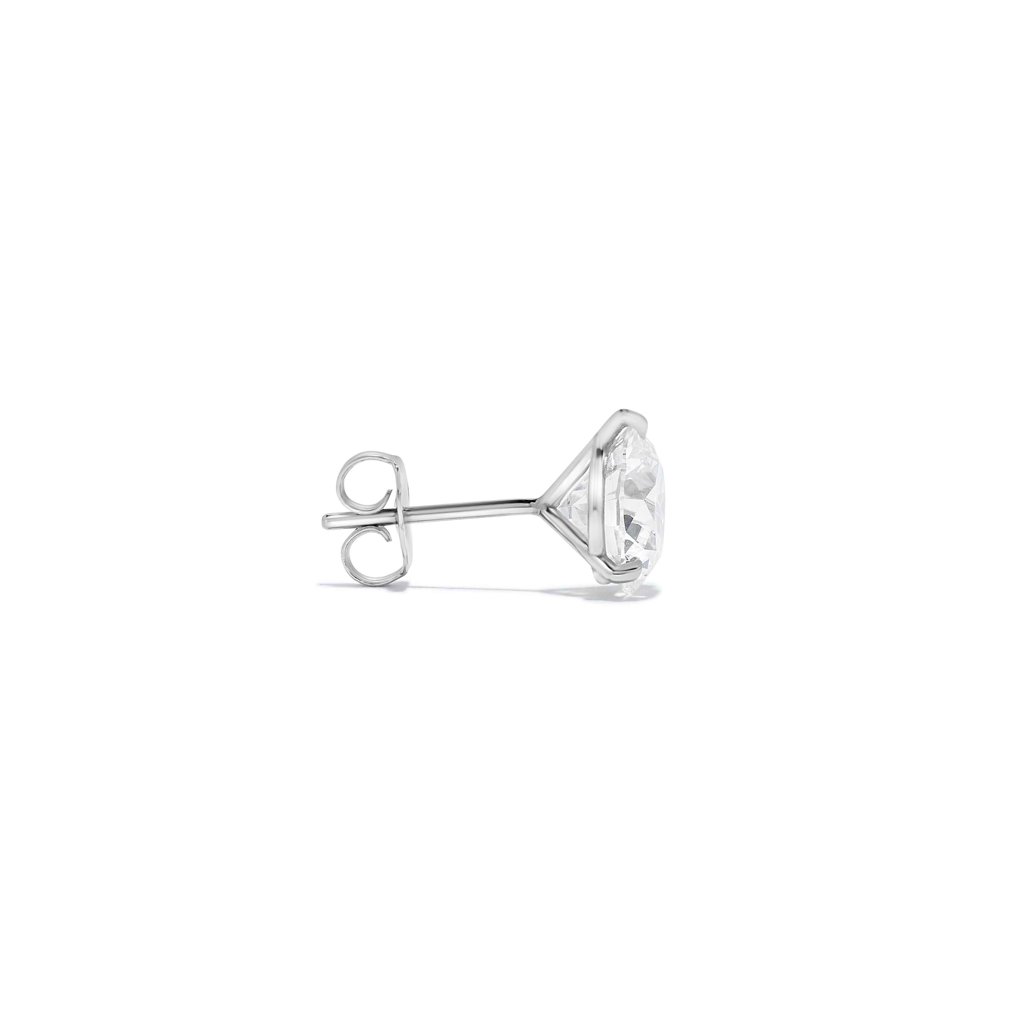 Women's or Men's 4.04 Carat GIA Certified Diamond Stud Earrings For Sale