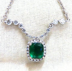 4.04 Carat Natural Emerald Diamonds Necklace 14 Karat Dangle*