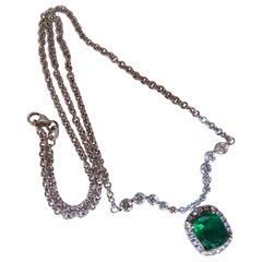 4.04 Carat Natural Emerald Diamonds Necklace 14 Karat Dangle