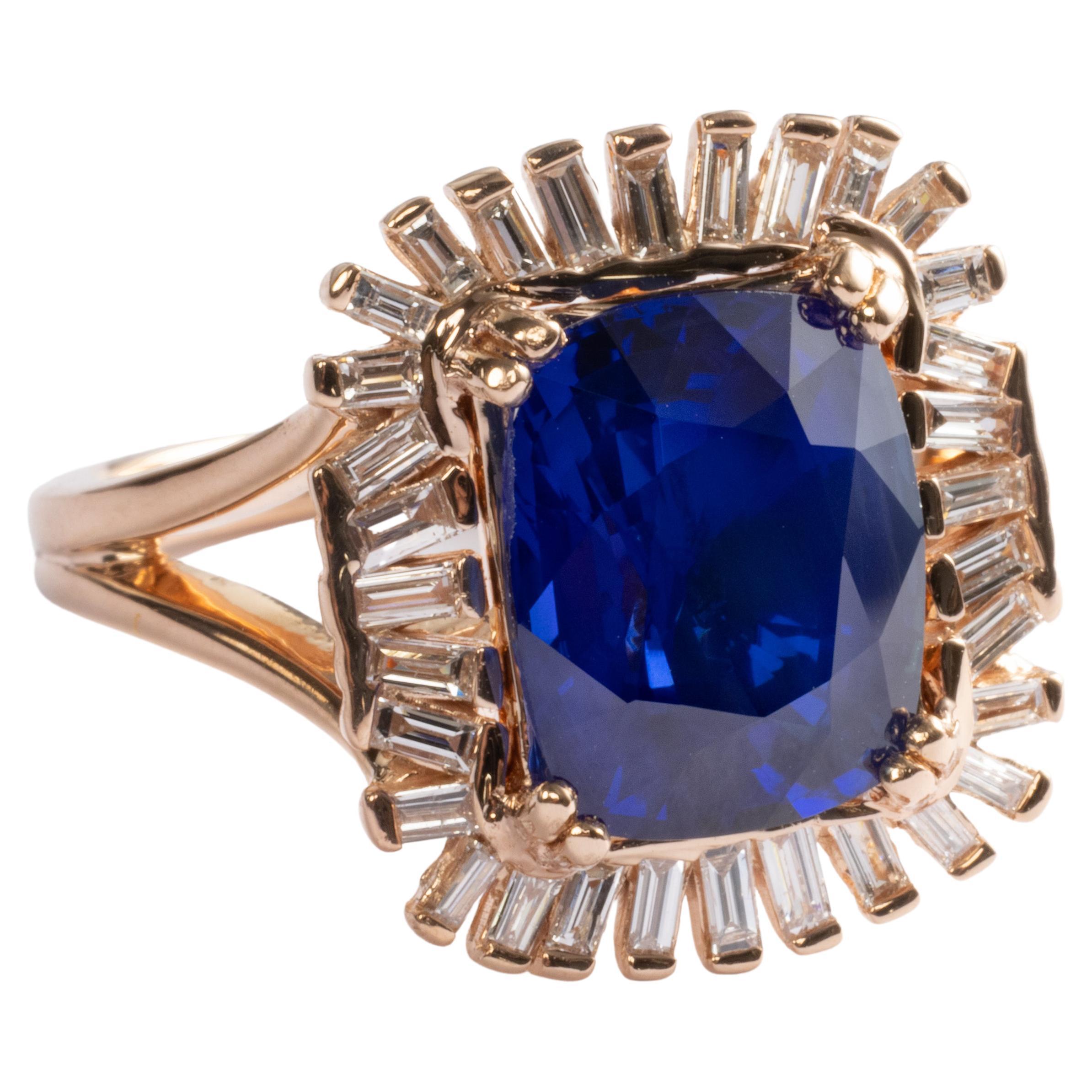 Sapphire & Diamond Ring 4.04 Carat No-Heat Madagascar Certified