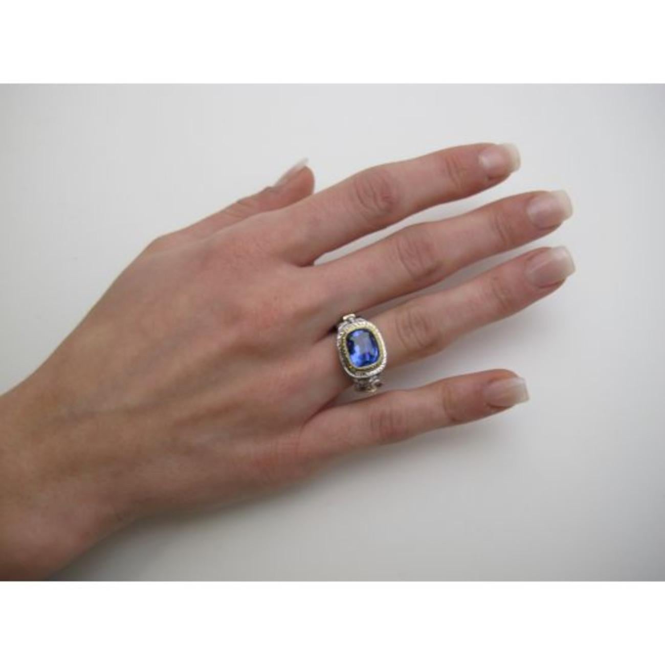 4.04 Carat Tanzanite and Diamond Cocktail Ring, Handmade in 18k Gold For Sale 8