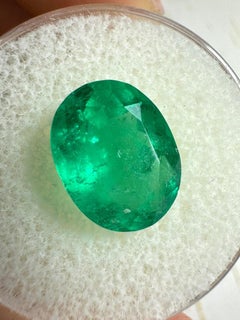 4.04 Carat Yellowish Green Colombian Emerald Oval Cut - May Birthstone Gem