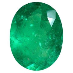 4.04 Carat Yellowish Green Colombian Emerald Oval Cut - May Birthstone Gem