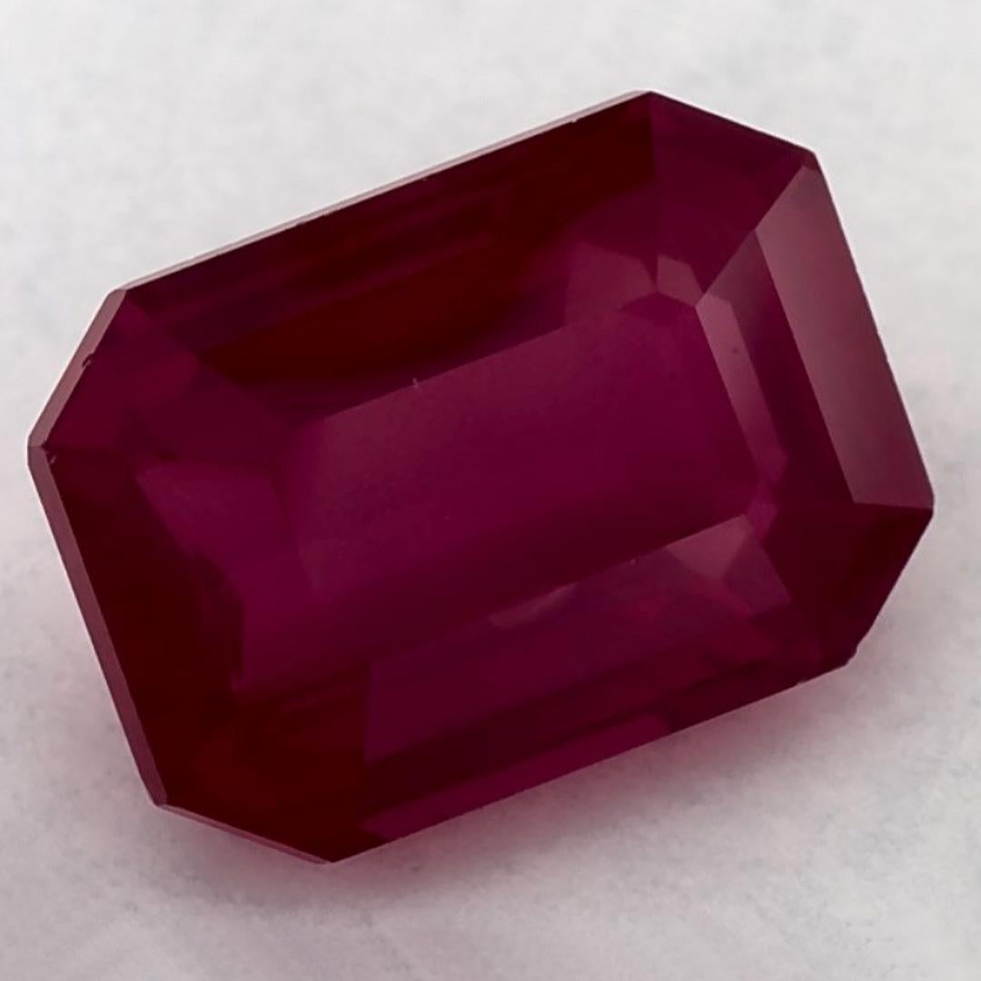4.04 Ct Ruby Octagon Cut Loose Gemstone In New Condition For Sale In Fort Lee, NJ