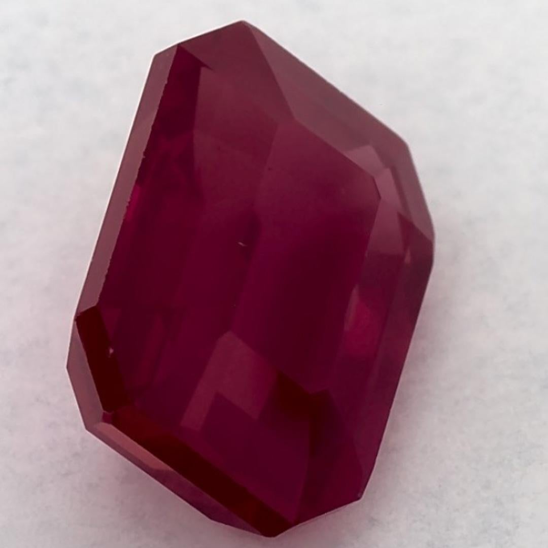 4.04 Ct Ruby Octagon Cut Loose Gemstone (pierre précieuse en vrac) en vente 1
