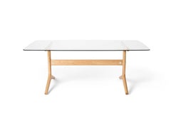404 Linear Table, Modern Ash Hardwood, Glass, Aluminum, Dining Table ‘Seats Six’