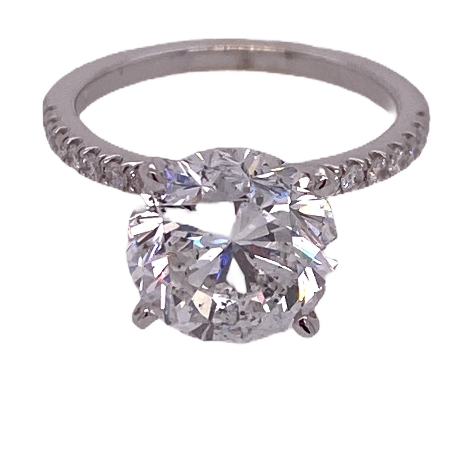Modern 4.04 Carat Round Brilliant Diamond 18 Karat White Gold Engagement Ring GIA F/I1