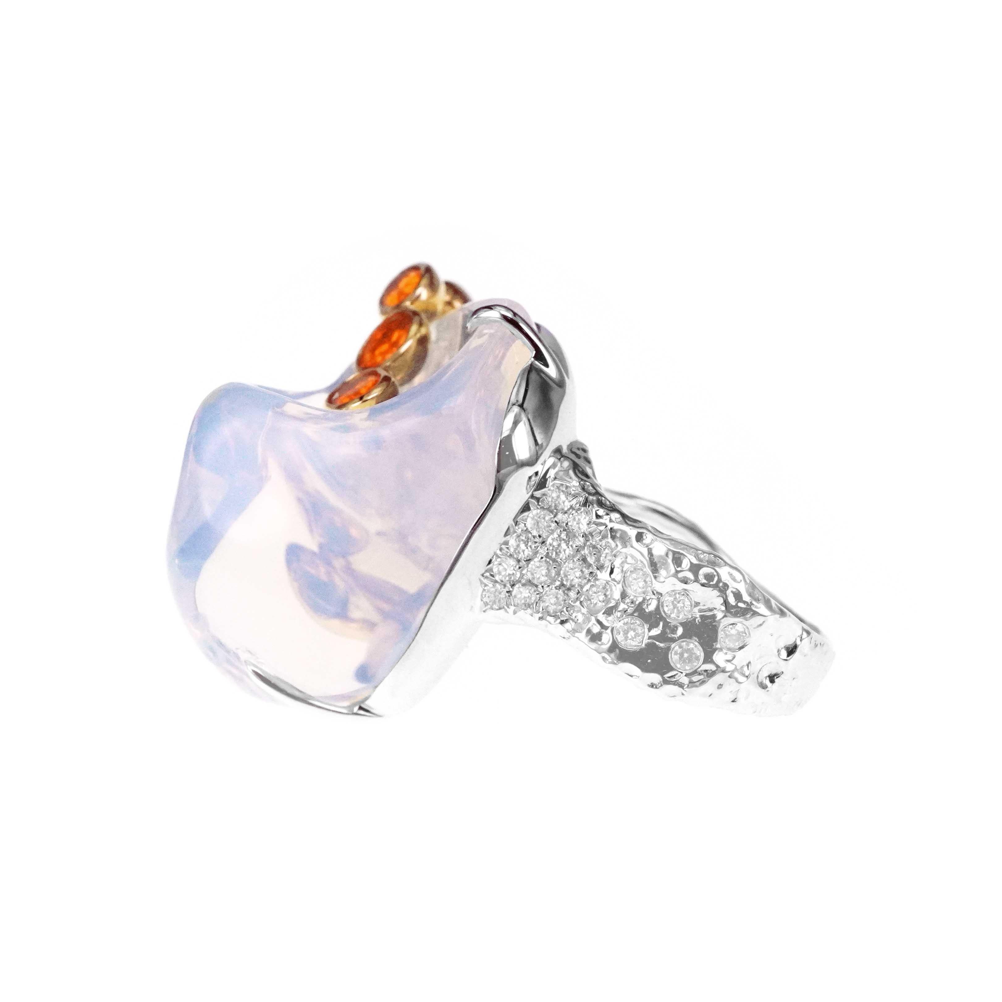 Sugarloaf Cabochon 40.44 Carat Mexican Opal Gigantic One of a Kind Ring For Sale