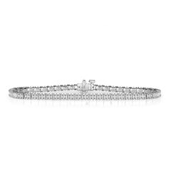 4.04ct Emerald Cut Diamond Tennis Bracelet in 18k White Gold