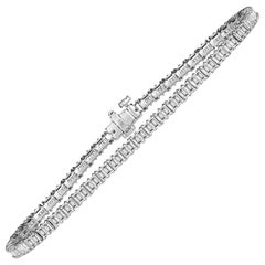 4.04ct Emerald Cut Diamond Tennis Bracelet in 18k White Gold