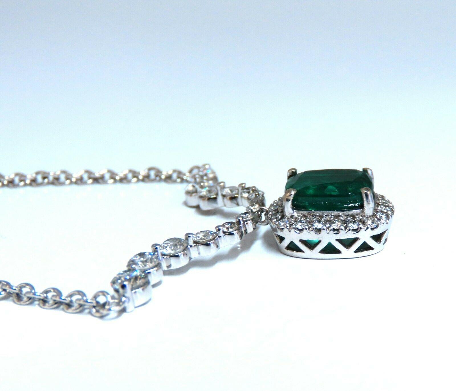 4,04 Karat natürliche Smaragd-Diamanten-Halskette 14 Karat baumelnd im Zustand „Neu“ im Angebot in New York, NY
