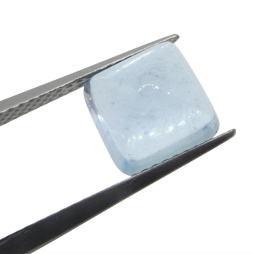 4.04ct Square Sugarloaf Cabochon Blue Aquamarine from Brazil For Sale 7