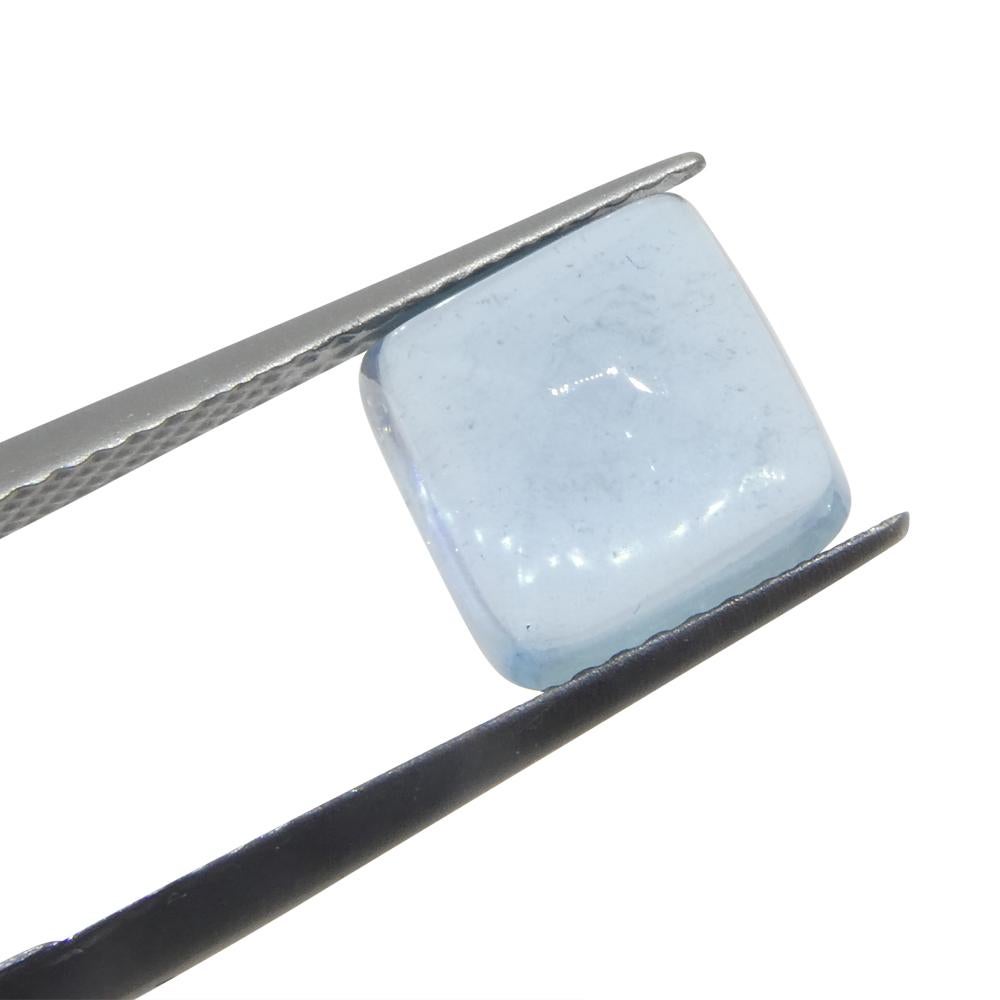 4.04ct Square Sugarloaf Cabochon Blue Aquamarine from Brazil For Sale 8