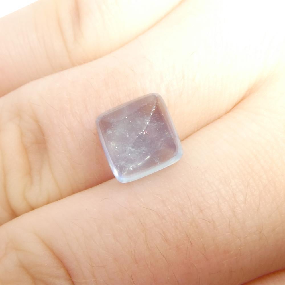 4.04ct Square Sugarloaf Cabochon Blue Aquamarine from Brazil For Sale 9