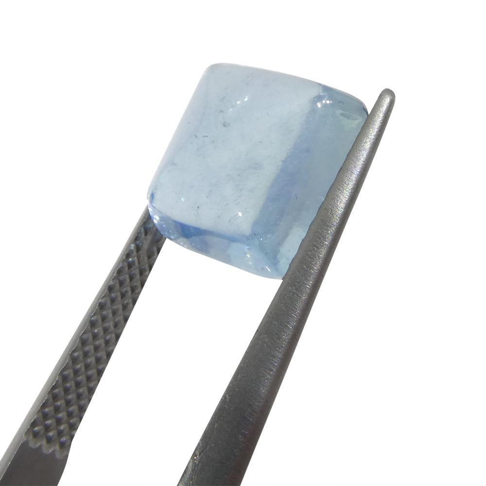 Women's or Men's 4.04ct Square Sugarloaf Cabochon Blue Aquamarine from Brazil For Sale