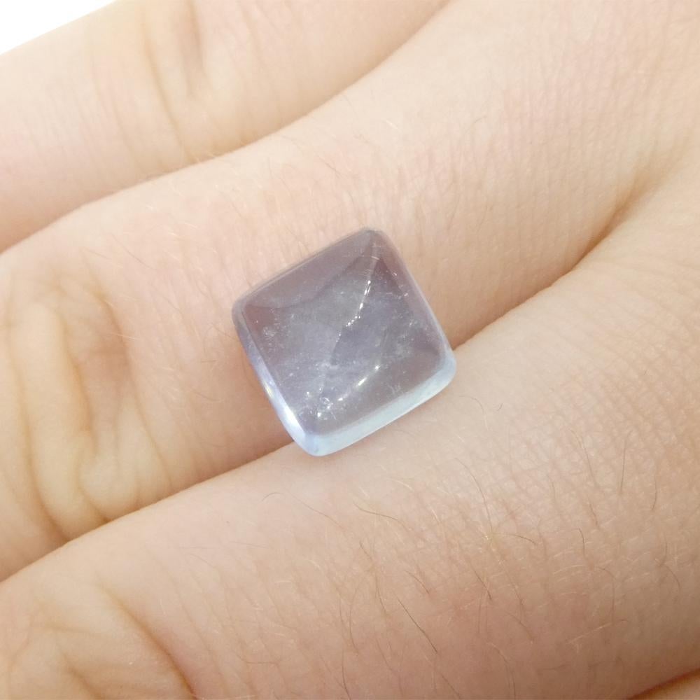 4.04ct Square Sugarloaf Cabochon Blue Aquamarine from Brazil For Sale 1