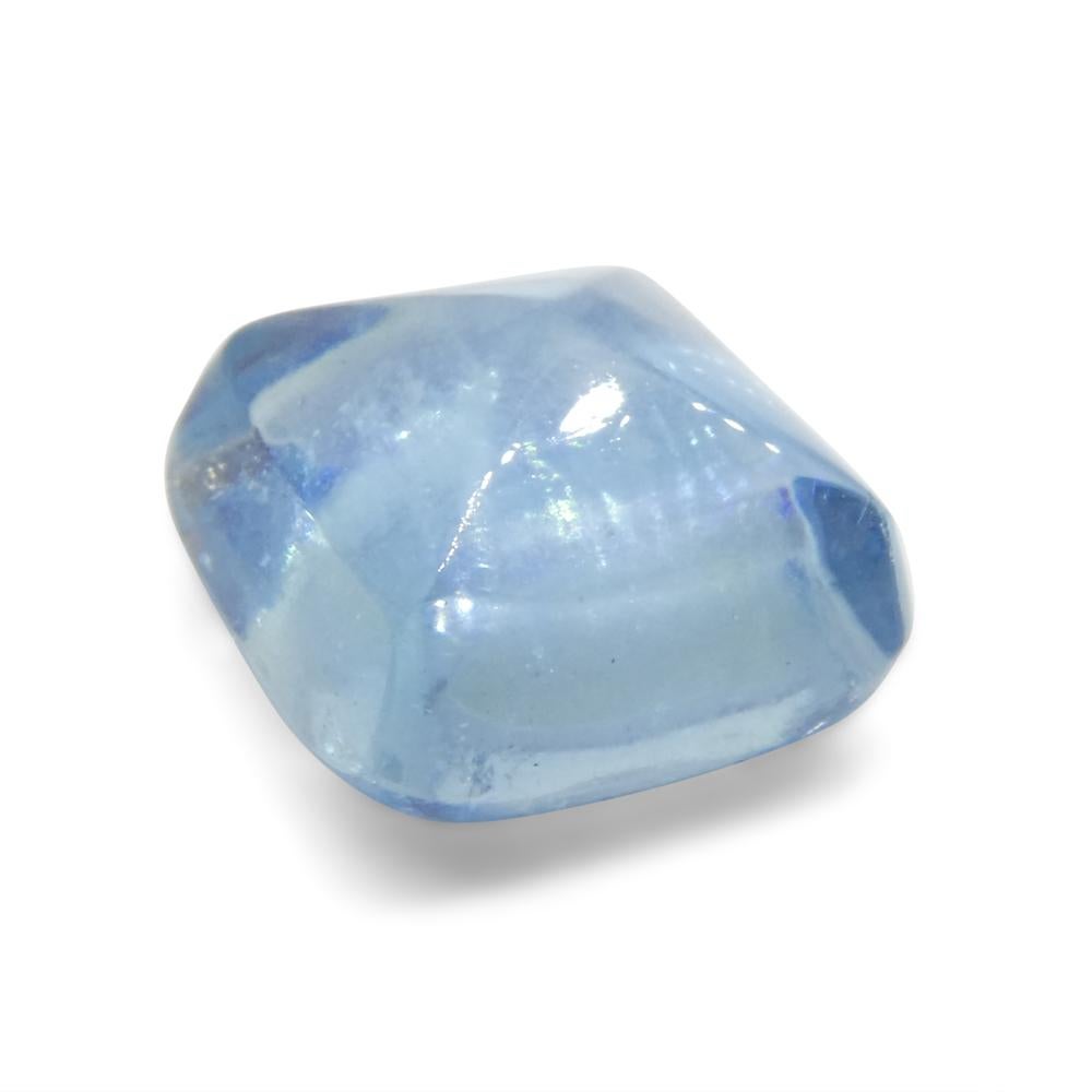 4.04ct Square Sugarloaf Cabochon Blue Aquamarine from Brazil For Sale 2