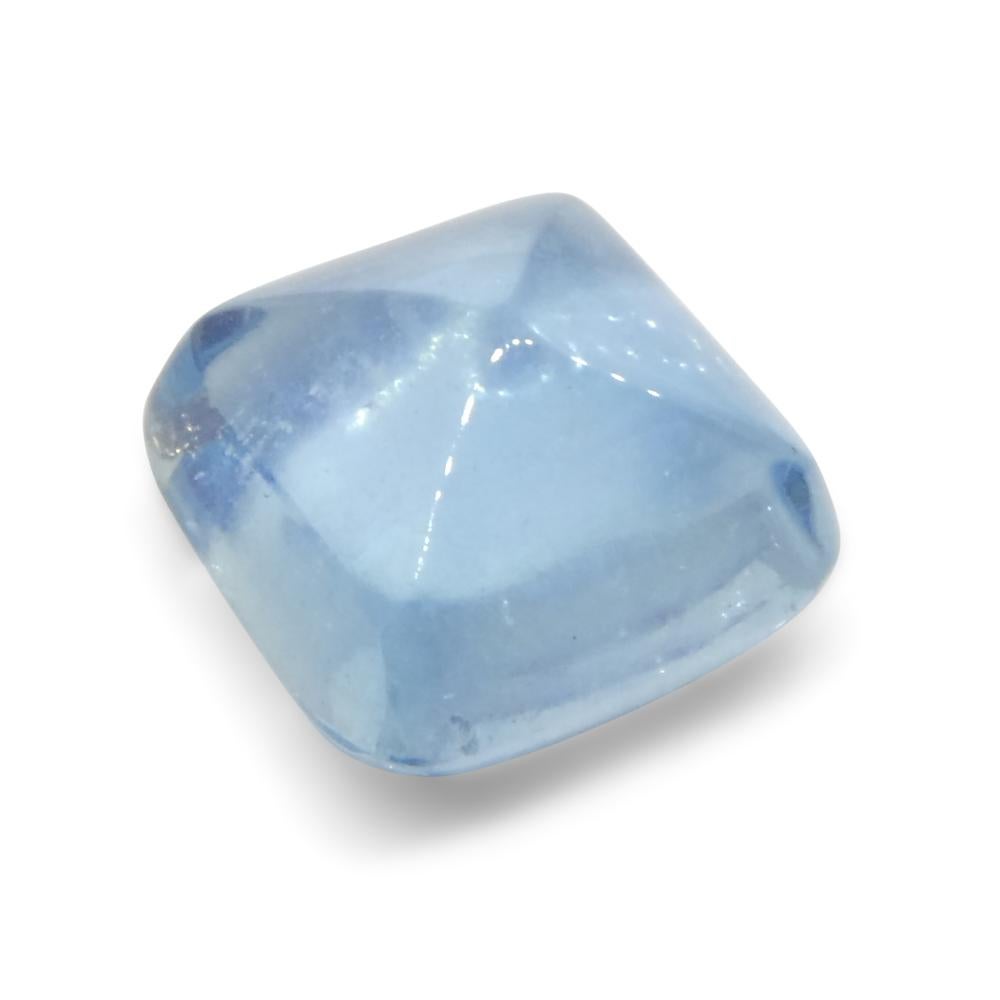 4.04ct Square Sugarloaf Cabochon Blue Aquamarine from Brazil For Sale 3
