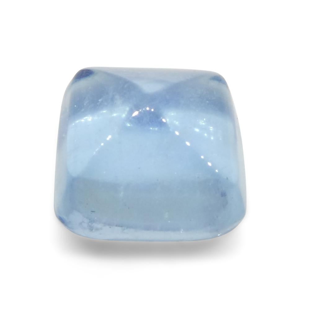 4.04ct Square Sugarloaf Cabochon Blue Aquamarine from Brazil For Sale 5