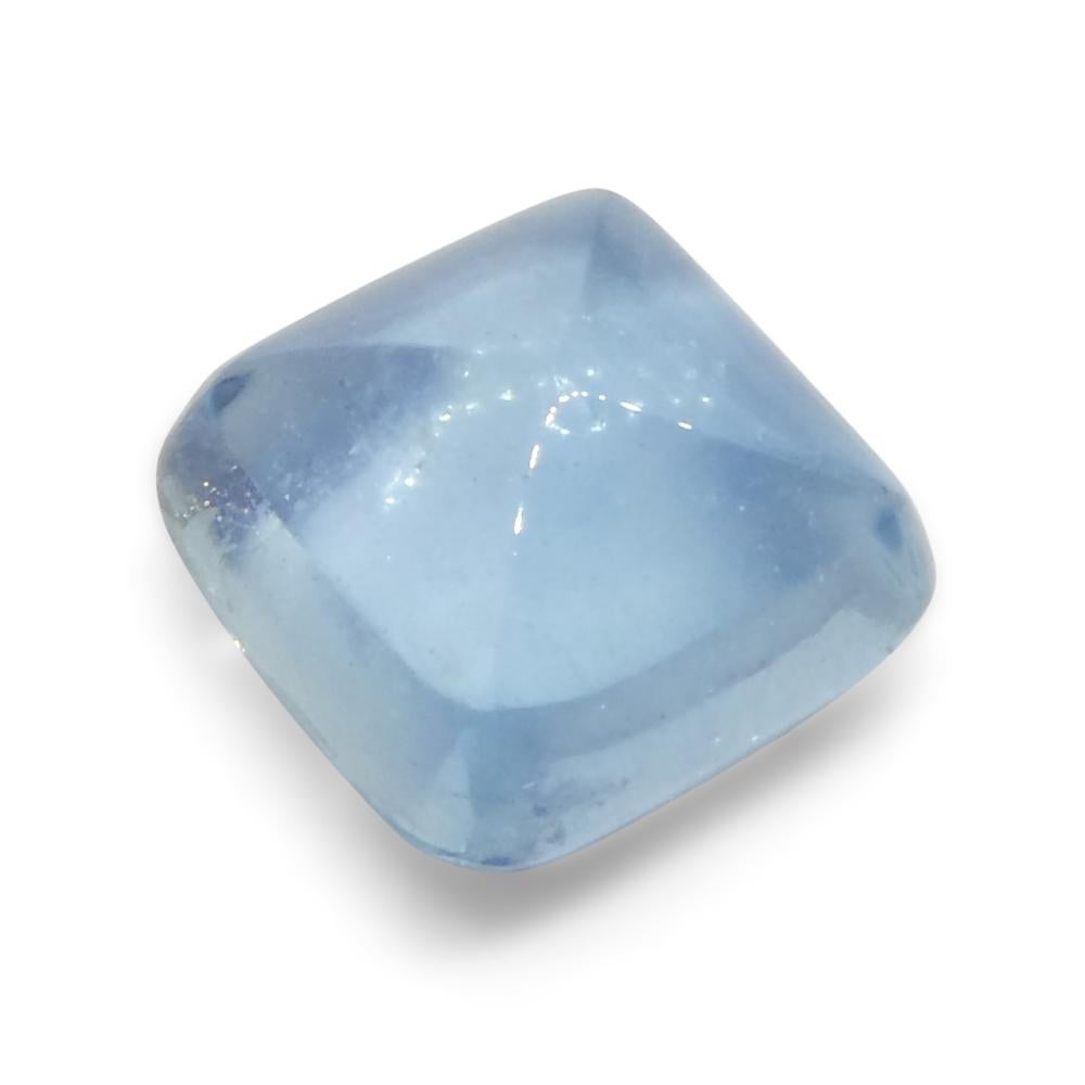 4.04ct Square Sugarloaf Cabochon Blue Aquamarine from Brazil For Sale 5