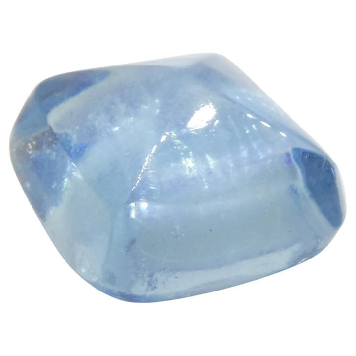 Description:

Gem Type: Aquamarine 
Number of Stones: 1
Weight: 4.04 cts
Measurements: 8.96 x 8.85 x 6.03 mm
Shape: Square Sugarloaf Cabochon
Cutting Style Crown: 
Cutting Style Pavilion:  
Transparency: Transparent
Clarity: Slightly Included: Some